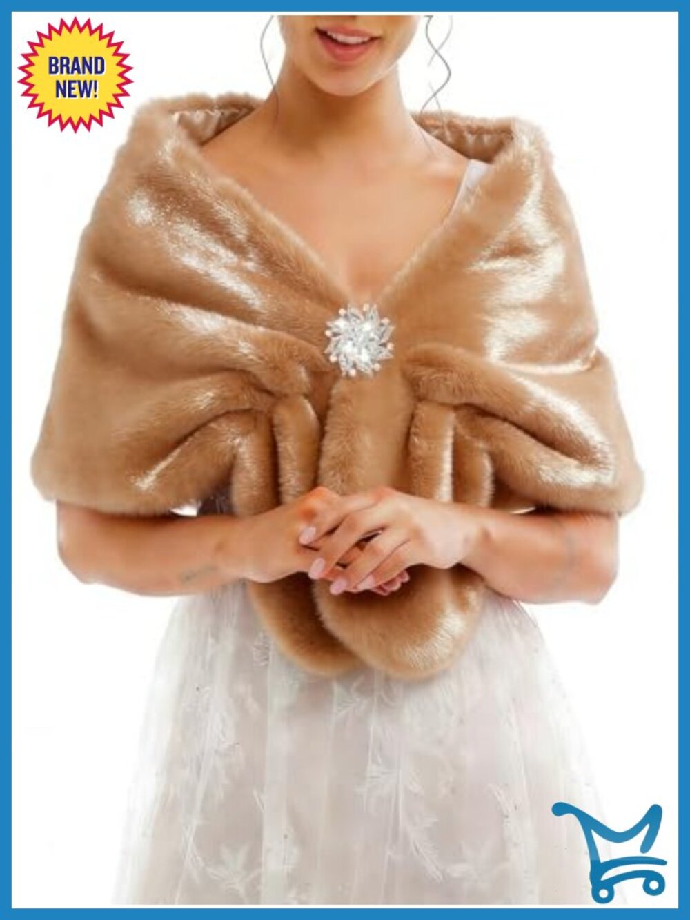 Women's Faux Fur Wedding Shawl Wrap Bridal Stole Fur Scarf